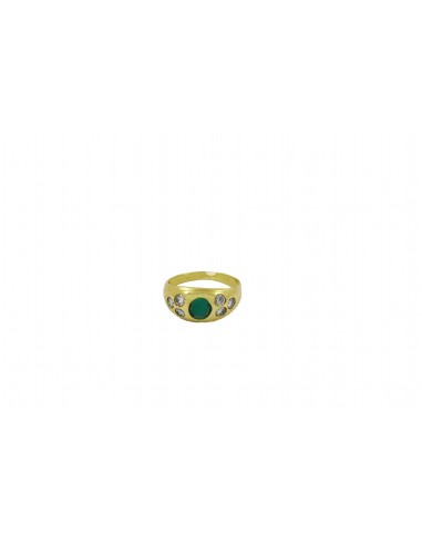 Geltono aukso žiedas su briliantais ir smaragdu pardavimui internetu